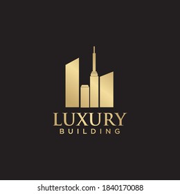 Luxury building logo design template with golden color