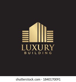 Luxury building logo design template with golden color