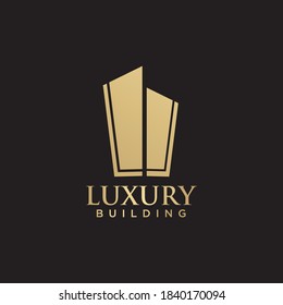 Luxury building logo design template with golden color
