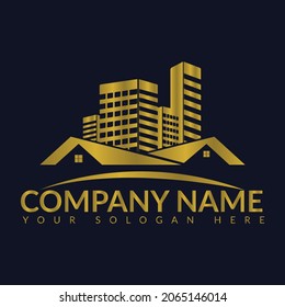 Design-Template-Element für Luxus-Gebäude-Logos. Logo-Design für Gold-Immobilien