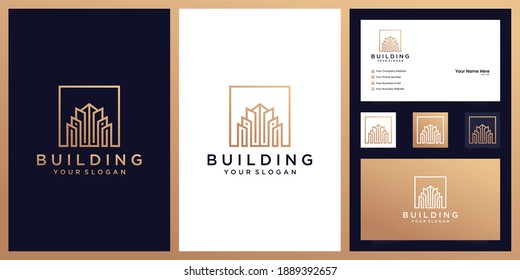 Luxury building logos with line style and business card inspiration