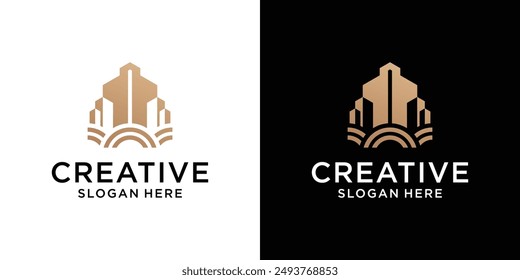 Luxury building real estate logo design template abstract