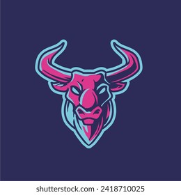 Luxury bull head logo. Bull ram head mascot esport logo design, character for sport game.
