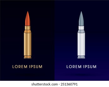 Luxury Bullet,designed using gold and silver color,logo, symbol, icon, graphic, vector.