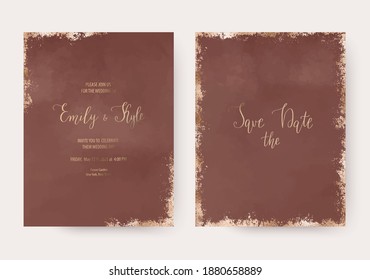 Luxury burgundy invitation design cards with gold border.