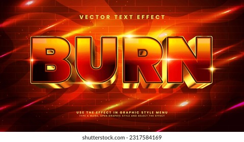 Luxury burn 3d editable vector text effect. Modern concept text effect, with combination red and gold colors.