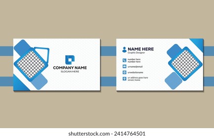 Luxury business card design with sky blue and white style vector design