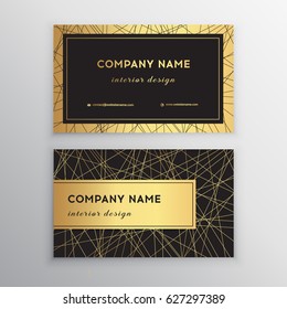 Tarjeta de visita de lujo. Diseño de plantillas de tarjetas de visita horizontal Gold y black para uso personal o empresarial con parte delantera y trasera. Ilustración vectorial.