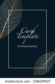Luxury business card with golden elements. Made with golden foil Isolated on black background. Design for cover, banner, invitation, wedding and identity.