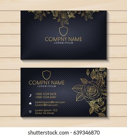 Luxury business card with golden floral