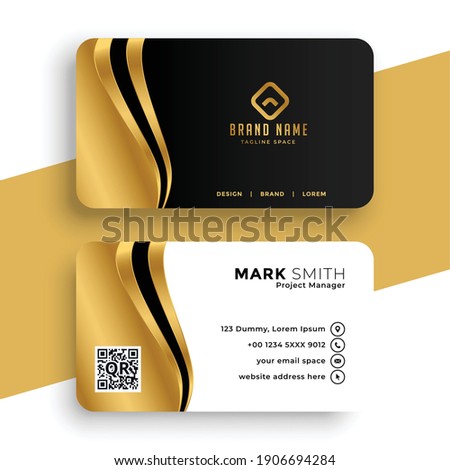 luxury business card with golden wave design
