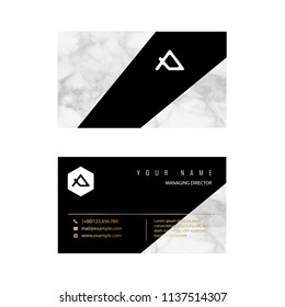 Luxury business card with marble background and modern texture  vector template