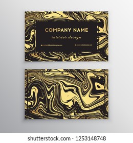 Luxury business card with marble texture and geometric line.