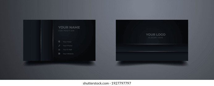 Luxury business card with realistic shape. Dark gradient abstract background. Vector illustration ready to print.