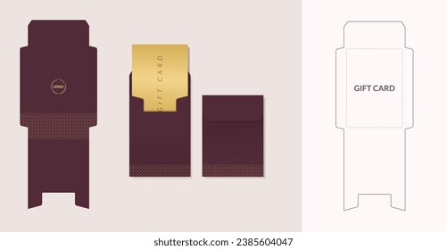 Luxury Business Card sleeve die cut and mock up template. Envelopes mockup front and back view.