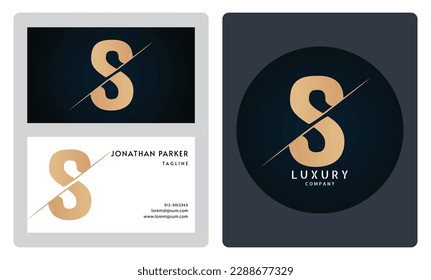 Luxury business card template. Premium letter S logo with luxury business card design. Elegant corporate identity.