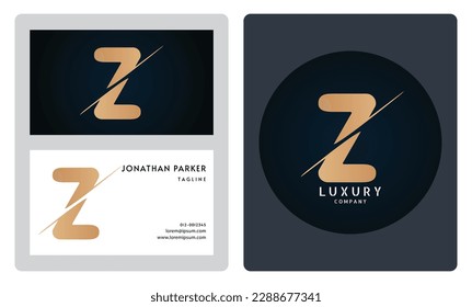 Luxury business card template. Premium letter Z logo with luxury business card design. Elegant corporate identity.