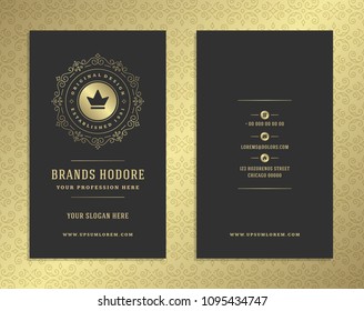 Luxury business card template and vintage ornament label vector illustration. Retro elegant flourishes ornamental frame design and pattern background.