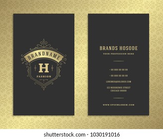 Luxury business card and vintage ornament logo vector template. Retro elegant flourishes ornamental frame design and pattern background.
