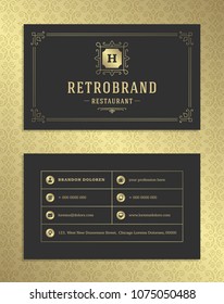 Luxury business card and vintage ornament logo vector template. Retro elegant flourishes ornamental frame design and pattern background.