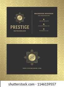Luxury business card and vintage ornament logo vector template. Retro elegant flourishes ornamental frame design and pattern background.