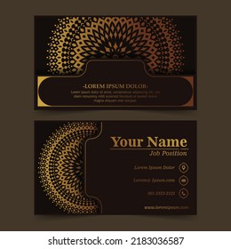 Luxury business card and vintage ornament logo vector template. Retro elegant flourishes ornamental frame design and pattern background.