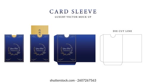 Luxury Business Card or Wedding Card sleeve die cut and mock up template. Envelopes mockup front and back view.