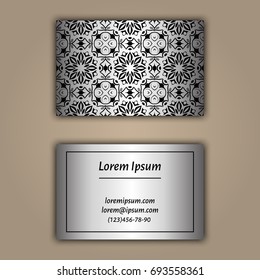Luxury business cards with floral mandala ornament. Vintage decorative elements