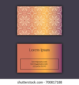 Luxury business cards with floral mandala ornament. Vintage decorative elements.