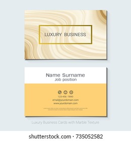Tarjetas de visita de lujo Plantilla de Vector, Anuncio y cubierta con textura de mármol dorado y detalles de lámina de oro sobre fondo blanco, estilo simple también moderno y elegante, fácil de personalizar para adaptarse a sus necesidades