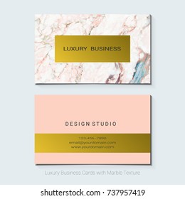 Luxury business cards vector template, Banner and cover with marble texture and golden foil details on white background, Simple style also modern and elegant, Easy to customize it to fit your needs.
