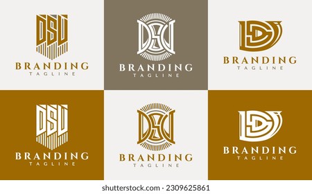 Luxury business line letter D S V DSV logo design. Elegance initial DSV logo.