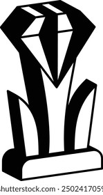 Diseño de Vector de trofeo de gestión de negocios de lujo, símbolo de símbolo de reconocimiento, expresión de signo de gratitud, ilustración de insignia distintiva, concepto isométrico del premio de forma Abstractas de diamante de hoja