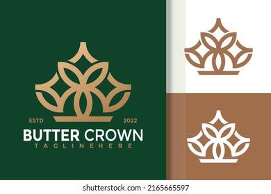 Luxury Butterfly Crown Logo Design  Vector Template