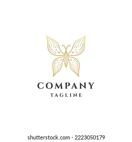 Luxury butterfly design with line art style logo template flat vector