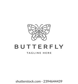 Luxury butterfly with line art style logo design template flat vector