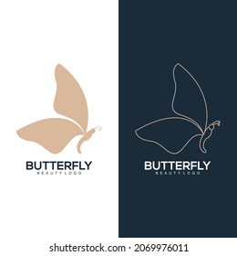Luxury butterfly line logo illustration gold color for the company