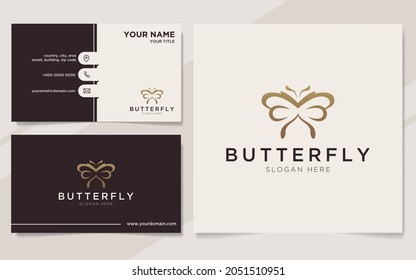 Luxury butterfly logo and business card template