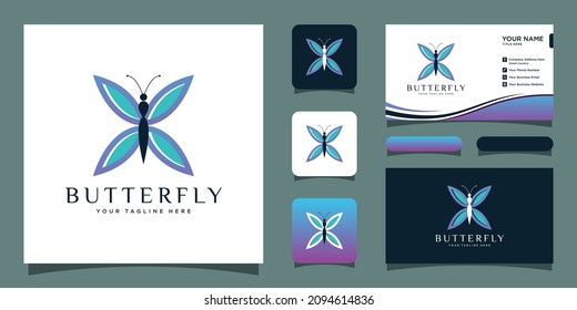 Luxury butterfly logo with business card design template