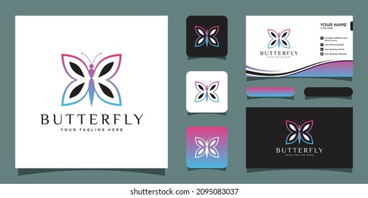 Luxury butterfly logo with business card design template