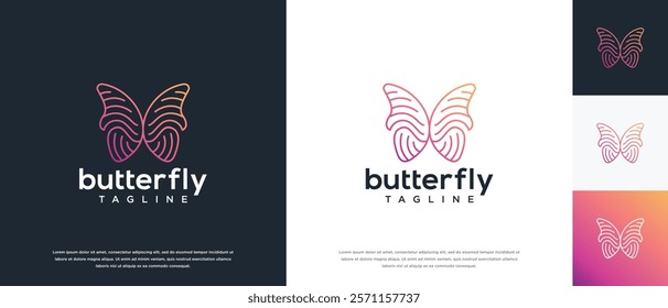 Luxury butterfly logo design. Beautiful butterfly logo template. Beauty, spa, salon, etc. logo symbol icon