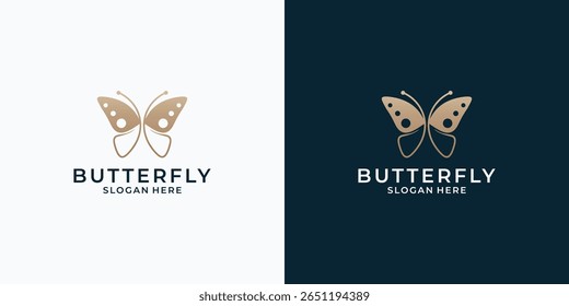 Luxury butterfly logo design inspiration. Minimalist butterfly concept, gradient color design.