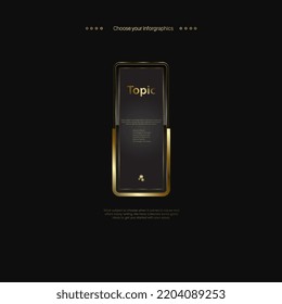 A Luxury button Infographic chart design on dark background used in finance and business object and chart and processing concept design