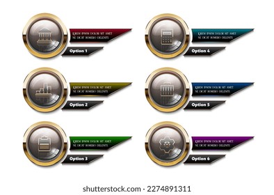Luxury button set, glossy modern element