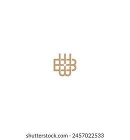 Luxury BW vector logo. Golden WB monogram. Minimal vintage initaials. Letters with a star in the logo