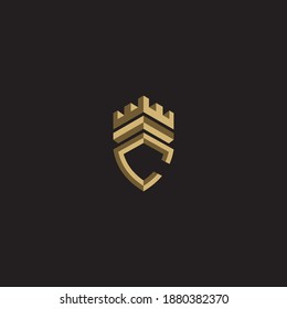 Luxury C for castle vector logo design