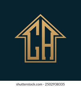 Luxury CA House Logo - Elegant Gold Letter CA on Dark Background for Premium Real Estate