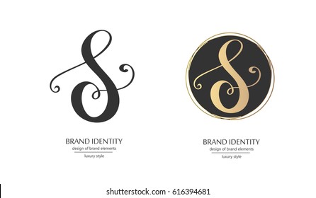 Luxury calligraphic letter S monogram - vector logo template. Sophisticated brand identity design. Vector illustration including various business card templates.