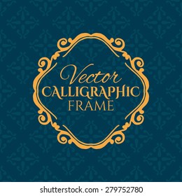 Luxury calligraphic vintage frame with beautiful pattern. Vector illustration