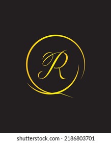 A luxury calligraphy combine and special compositions letter type R vector logo template